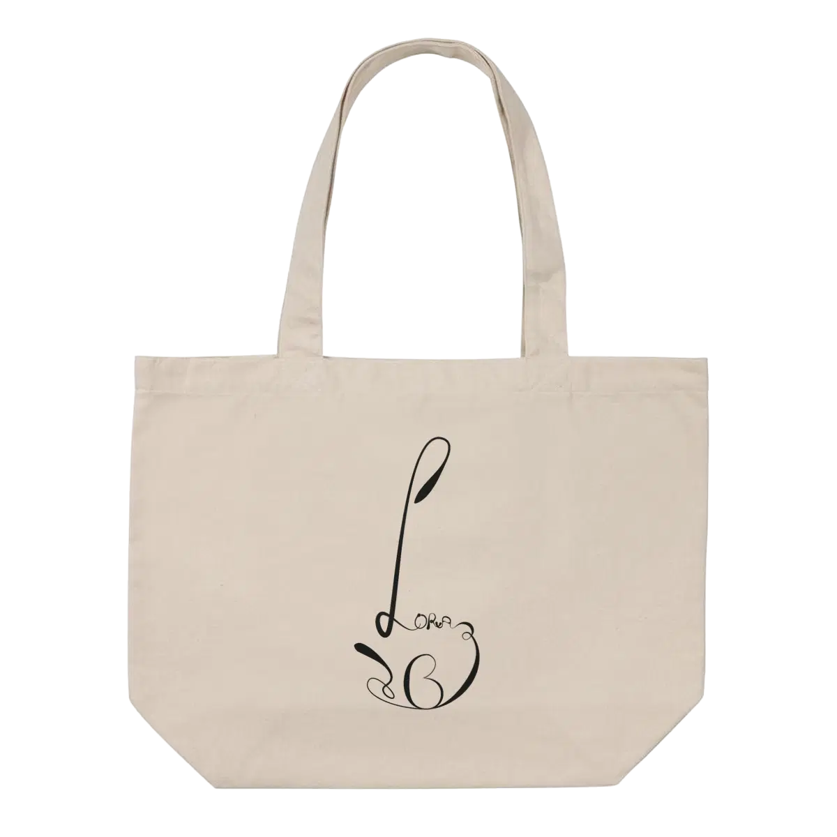 L monogram tote bag, heavier cotton, natural color